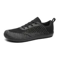 Schwarze Fly-Knit Barfußschuhe mit breiter Zehenbox für Herren und Damen Sport - 37 / Schwarz