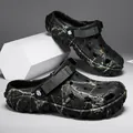 High-quality breathable black camouflage clogs with adjustable strap for outdoor beach wear - 36 / Black