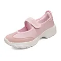 Zapatillas Mary Jane de malla rosa transpirable para mujer con velcro y suela suave - 35 / Rosa