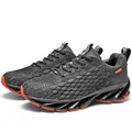 Dark grey men's blade running shoes with breathable knit mesh for gym and casual wear - 37 / Gray