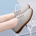 Grey hollowed-out loafers with soft soles for women, casual and breathable design - 35 / Summer Hollow Gray
