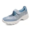 Baskets Mary Jane bleu clair respirantes pour femmes avec fermeture à sangle velcro - Bleu Lune
