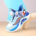 Blue lightweight boys basketball shoes with breathable double mesh and astronaut theme design - 29 / Denim Blue