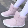 Pink insulated high-top children's snow boots with warm plush lining and adjustable Velcro strap - 25 / Pink