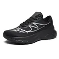 Schwarze Herren-Laufschuhe aus Mesh mit silbernen Mustern und dicker Sohle - 39 / Schwarz