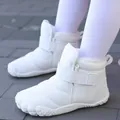 Cozy white children's winter snow boots with warm plush lining and secure velcro strap - 25 / White