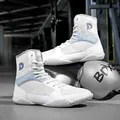Professional high-top breathable boxing and wrestling shoes for indoor gym training. - 39 / Grayish White