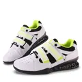 Scarpe da sollevamento pesi bianche da uomo con accenti verde neon e doppie fibbie - 38 / Bianco Verde