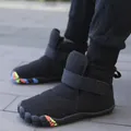 Black children's mid-top snow boots with warm fleece lining and Velcro strap - 25 / Black