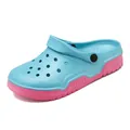 Blue and pink breathable clogs with thick non-slip sole and rotatable heel strap - 36 / Sky Blue