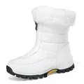 Stivali da neve bianchi caldi impermeabili antiscivolo da donna con collo in pelliccia sintetica - 38 / Bianco (2329)