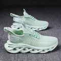 Breathable light green flyknit blade running shoes for men in a large size variant - 36 / Apple Green