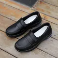 Classic black leather slip-on nurse shoes for women with breathable air cushion sole - 35 / Black