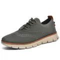 Sneaker Brogue da uomo in maglia verde oliva con suola leggera color crema - 46 / Grigio Militare