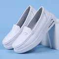 Comfortable white air cushion nurse shoes with thick sole and purple heart embroidery - 35 / White Single Shoe (6872) / White
