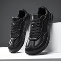 Classic retro black leather German Army Trainer sneakers for men and women casual wear - Black