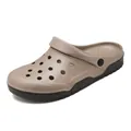 Khaki non-slip thick-sole clog shoes for men and women with adjustable backstrap - 36 / Khaki