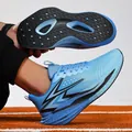 Professional blue carbon plate running shoes for men with shock-absorbing foam sole - 32 / Moonlight Blue