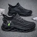 Men's lightweight black running shoes featuring hollow shock-absorbing soles for fitness - 36 / Black