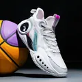 Professional white men's basketball shoes with breathable mesh and anti-slip rubber sole - 39 / White