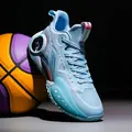 Light blue youth basketball shoes with non-slip soles and breathable mesh upper - 39 / Sky Blue