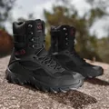 Professional black high-top tactical boots for outdoor trekking featuring a side zipper - 39 / Black