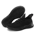Lightweight and breathable black flying knit running shoes for men and women, casual style - 36 / Black