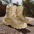 Durable and breathable high-top tactical combat boots in desert sand color for outdoor training - 39 / Sand