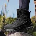 Black waterproof mid-top tactical hiking boots with 533 number detail - 39 / Black
