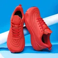 Bright red men's casual sneakers with lightweight non-slip sole for daily running - 39 / Red