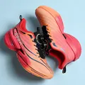 Orange gradient breathable mesh running shoes with rotary button lacing system - 34 / Orange