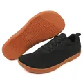 Black breathable knit barefoot sneakers with a wide toe box and brown gum sole - 36 / Black