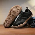 Leichte schwarze Barfußschuhe zum Laufen mit griffiger hellbrauner Gummisohle für Training - 36 / Fitness Barfuß Sportstil / Schwarz