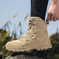Durable khaki men's tactical hiking boots for outdoor desert trekking - 39 / Sand