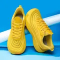 Vibrant bright yellow lightweight men's casual running shoes with breathable mesh upper - 39 / Yellow