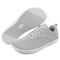 Breathable light grey wide toe barefoot sneakers with flexible wave pattern sole - 36 / Gray