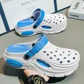 Weiße und blaue EVA-Clogs mit dicker Sohle für Damen und Herren, rutschfeste Strandsandalen - 37-38 / Weißblau