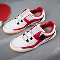 Professional children's breathable table tennis shoes in white and red with swivel buckle - 30 / White Red