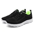 Men's breathable mesh sneakers in black with vibrant neon green lining and detailing - 39 / Black Green