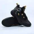 Professional black basketball shoes with gold accents and anti-slip sole. - 36 / Black