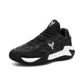 Breathable men's basketball shoes in black and white with shock-absorbing sole. - 39 / Black
