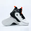 White and black high-top basketball shoes with a non-slip rubber outsole for men - 36 / White