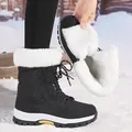 Durable black ladies snow boots featuring thick white faux fur lining for winter travel - 36 / Black