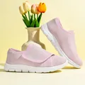 Roze ademende fly-knit vrijetijdsschoenen voor dames met klittenbandsluiting - 35 / Roze