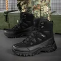 Men's waterproof black high-top tactical hiking boots for outdoor training and trekking - 39 / Black