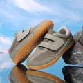 Children's wide toe barefoot sneakers with velcro straps and non-slip gum soles - 25 / Khaki