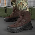 Durable men's tactical combat boots in dark brown for outdoor hiking and military training - 39 / Brown