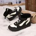 Botas de nieve de invierno para niños en blanco y negro con forro de piel sintética - 26 / Negro