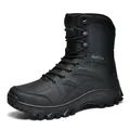 Breathable all-black high-top men's tactical combat boots for outdoor hiking and climbing - 39 / Black
