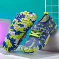 Children's quick-dry water shoes featuring blue and lime green camouflage pattern - 38 / A1868 Style (A1868) / Sapphire Blue